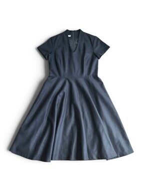NWT -Vintage Pendleton black wool midi dress fit flare- size 8 petite